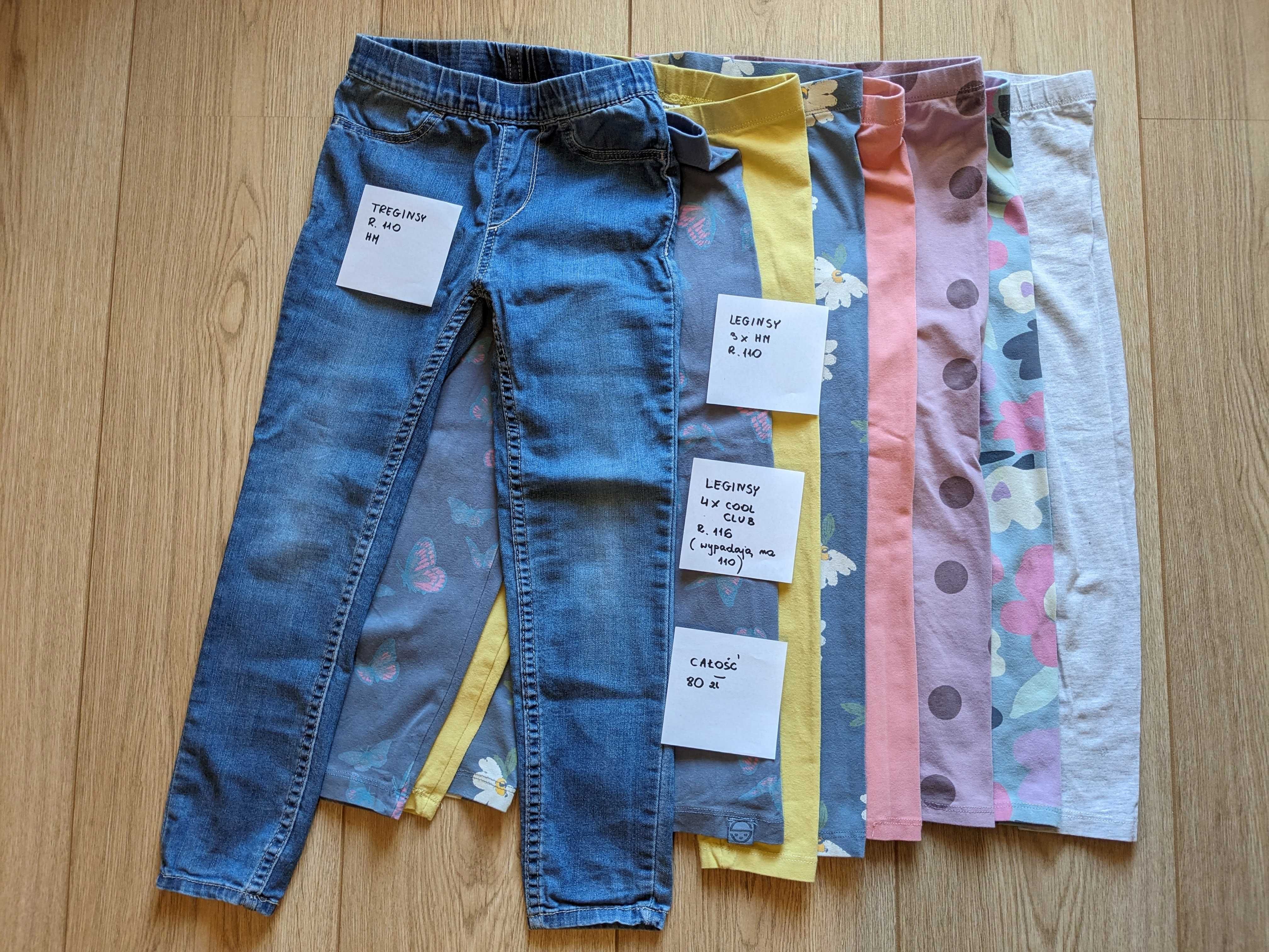 Legginsy, tregginsy, 8szt, r. 110, H&M, Smyk