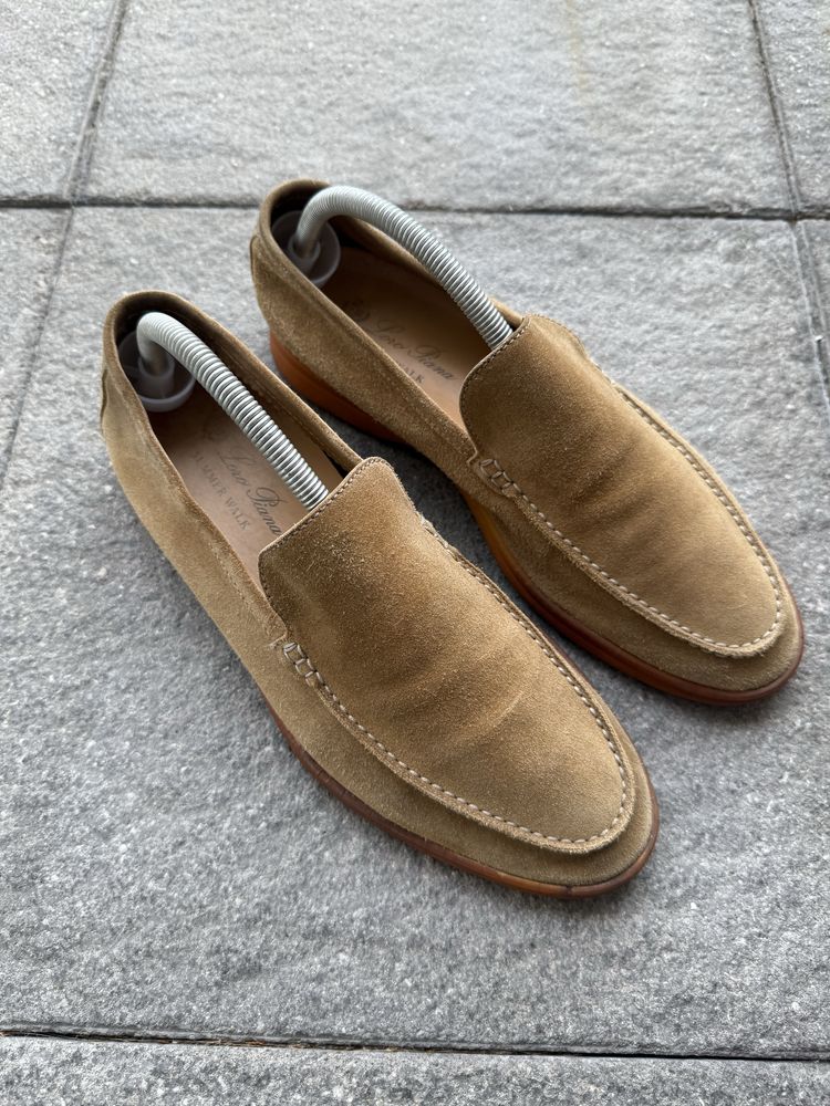 Loro Piana Summer Walk beżowe zamszowe mokasyny