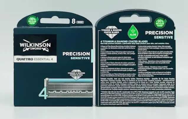 Леза Wilkinson Sword Quattro Titanium 4 Sensitive, 8 шт за ціною 4 шт.