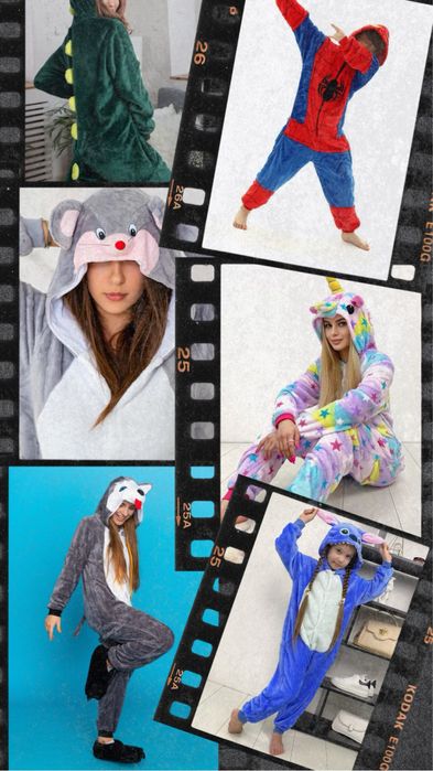 Кигуруми детский взрослый стич, піжама кігурумі единорог, акула, пикач