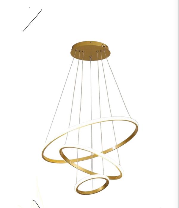 Nowoczesna  Lampa Wisząca z 3  pierscieniami złota