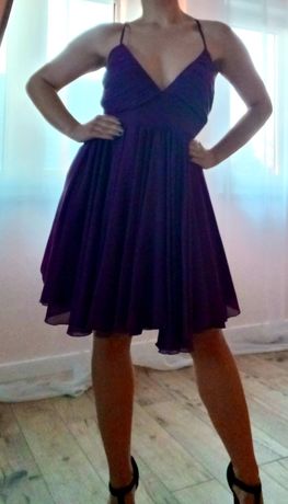 Sukienka fioletowa satynowa