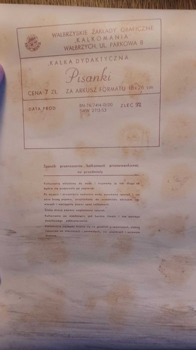 kalkomania PRL 1978 pisanki 2 sztuki - na świąteczne jajka + prezent