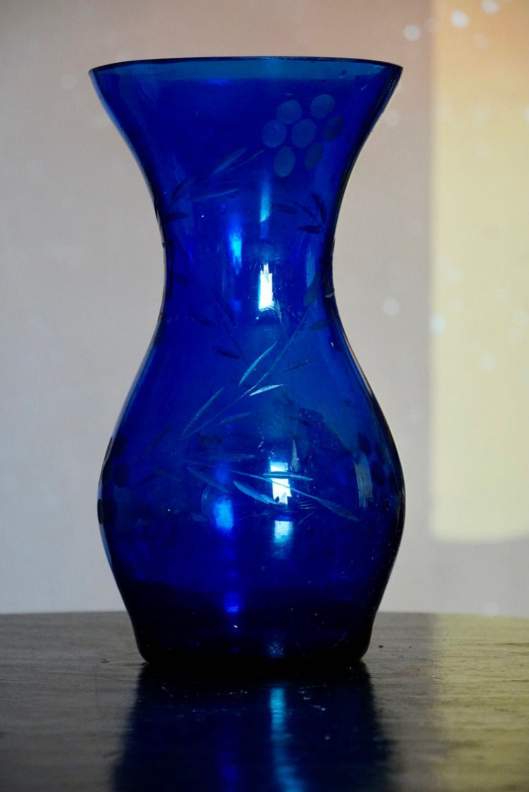 Kobaltowy zestaw szkło gruszka wazon PRL