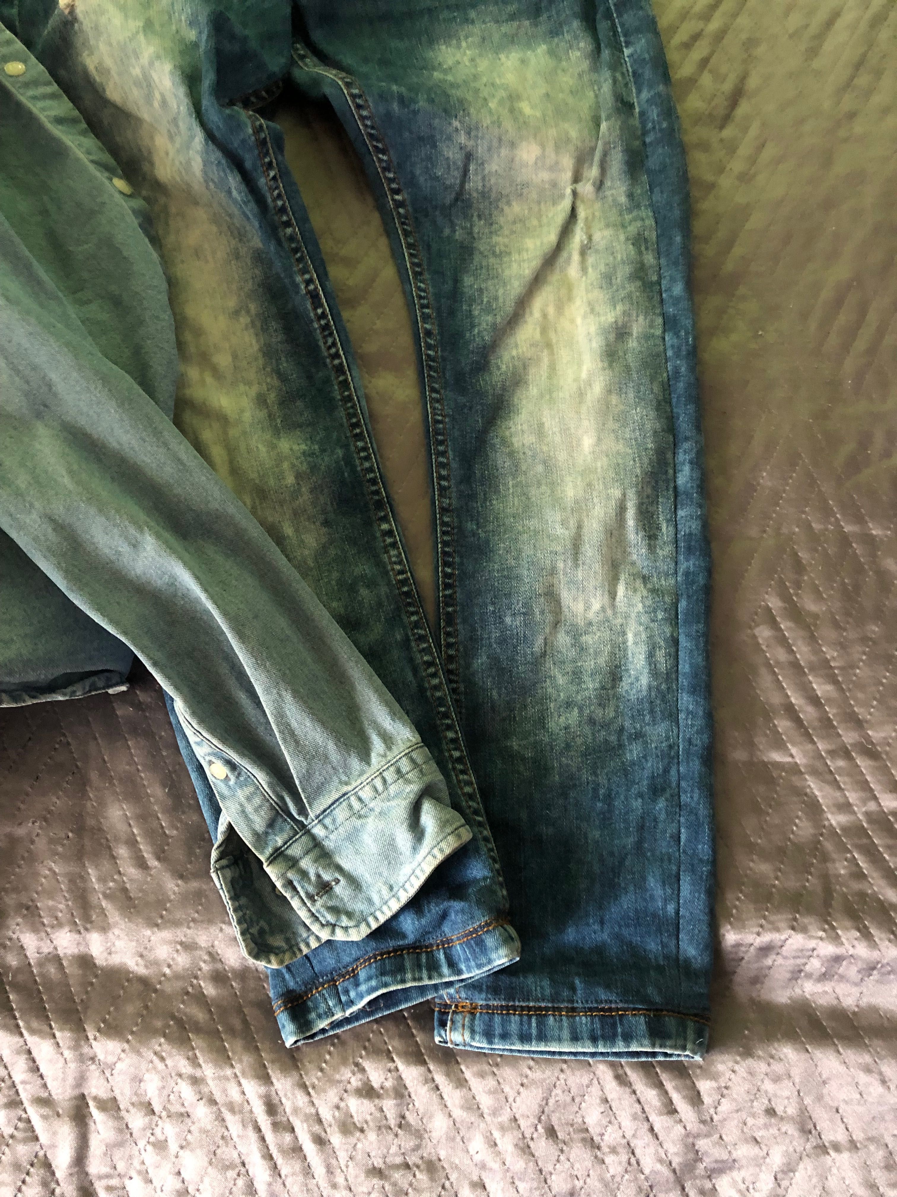 Sprzedam jeansowy dres (spodnie jeansowe + bluza jeansowa)