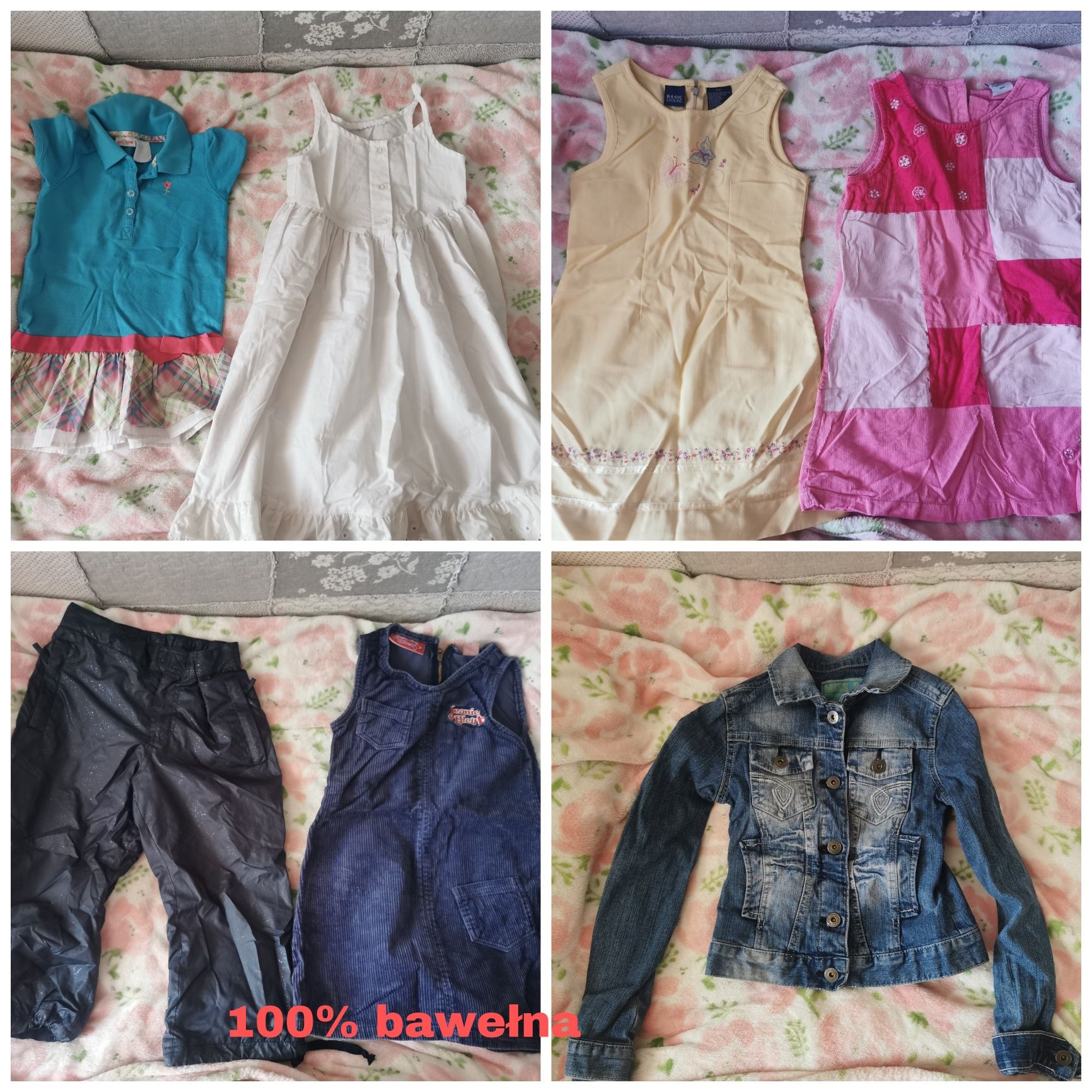 Ubrania dla dziecka dziewczynki 4-6 lat, sukienka, szorty, koszulka