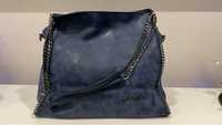 Stella McCartney damska torebka shopper skóra niebieska 33x36x13cm