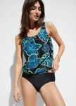 B.P.C czarne tankini w kolorowe kwiaty z figami 42.