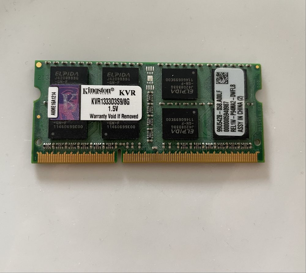 Pamieć Kingston 8GB DDR3 PC3-10600 KVR1333D3S9/8G SO-DIMM