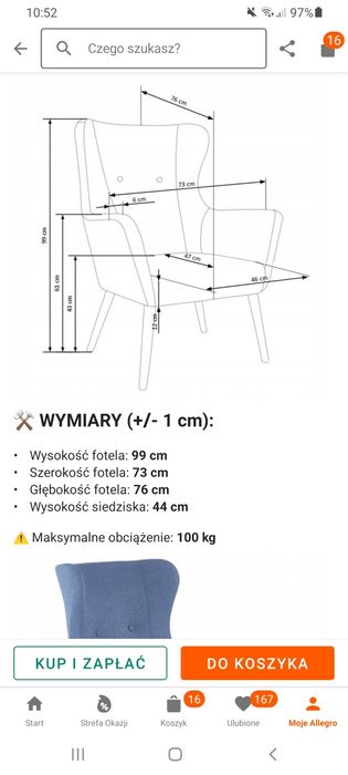 Fotel uszak stan bdb salon pokoj dziecięcy gabinet