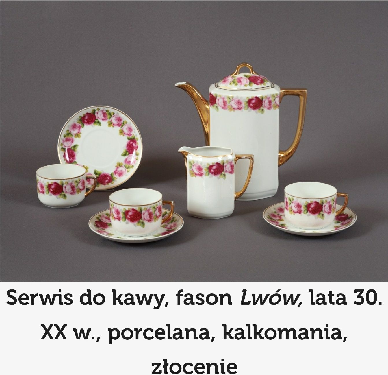 Serwis do kawy fason ,,Lwów"? porcelana Giesche/Secesja