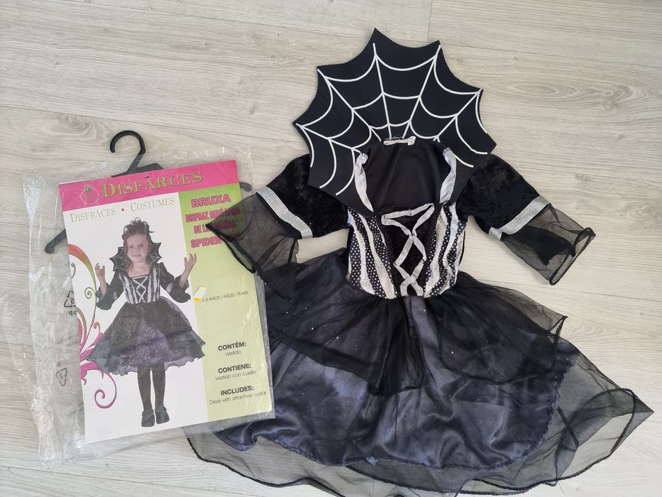 Fato Bruxa Dama das Aranhas 4-5 anos
