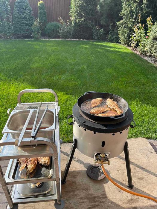 Печка газовая с горелкой 25кВт. 2 контура для казана, вока, жаровни.