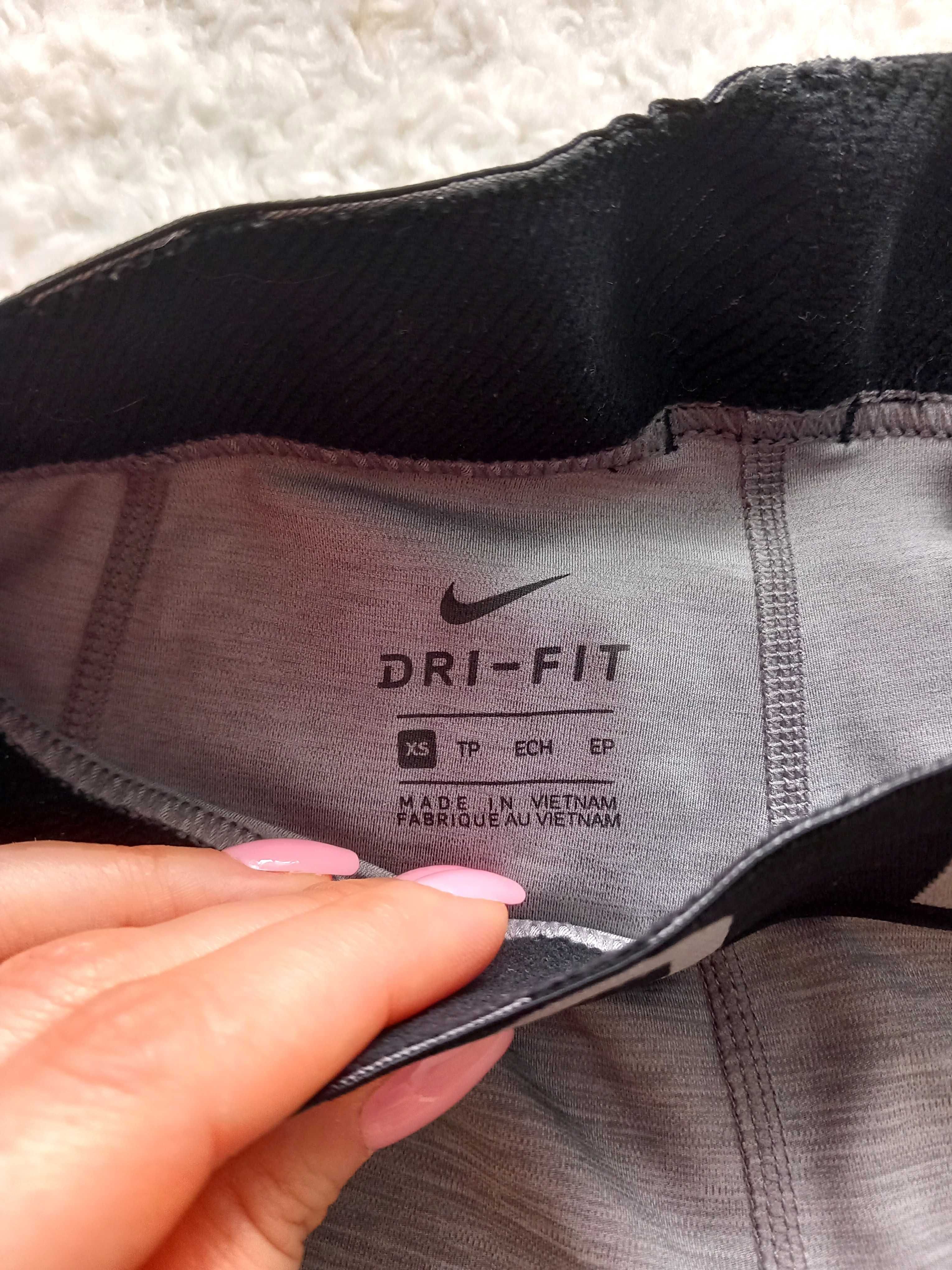 Nike Pro szare legginsy leginsy getry siłownia fitness wysoki stan