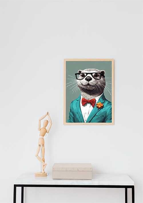 Plakat Pan wydra w okularach do salonu/ biura/ dla dzieci - A3
