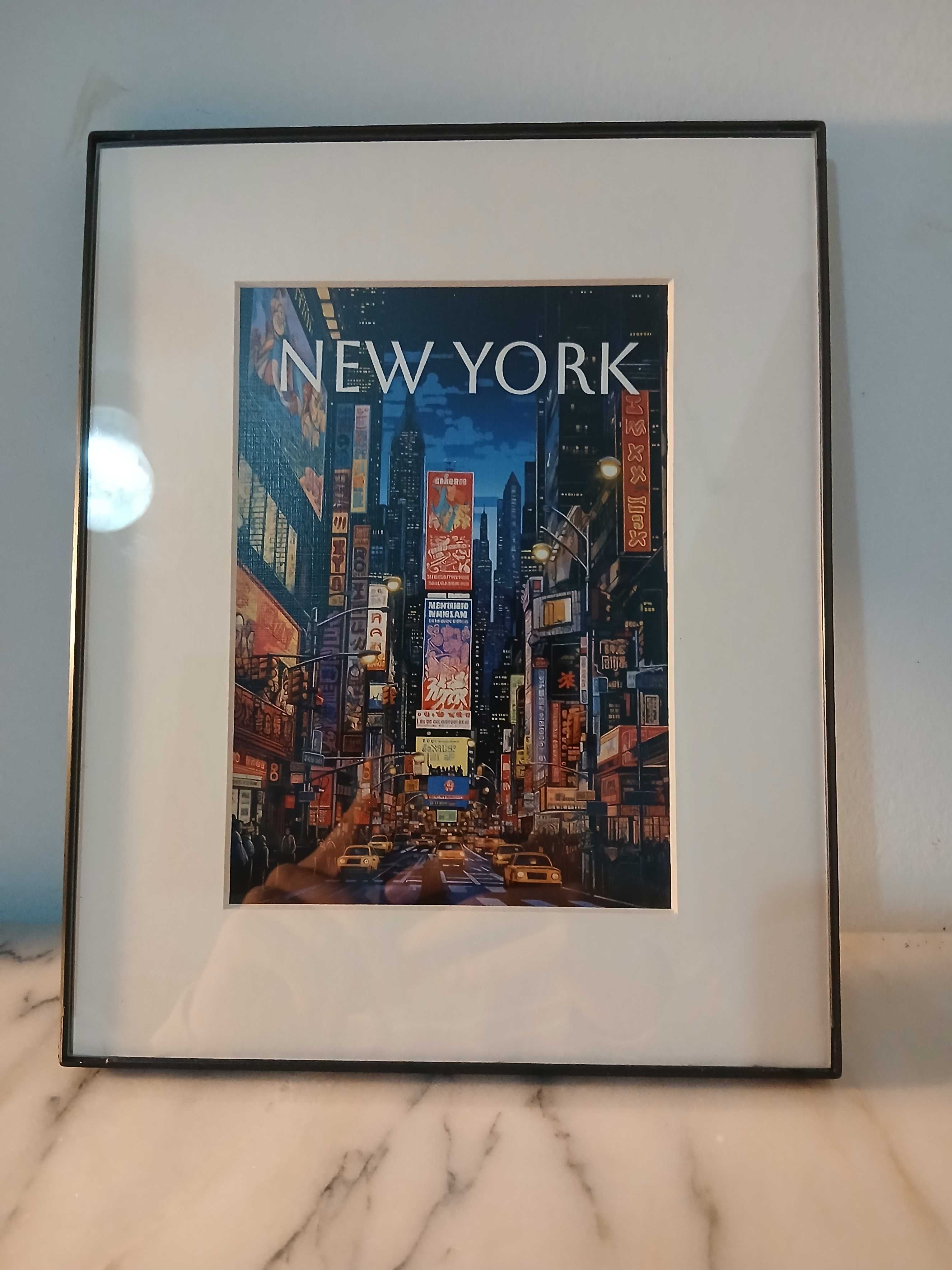 Desenho / Imagem / Print de Times Square em Nova Iorque com Moldura
