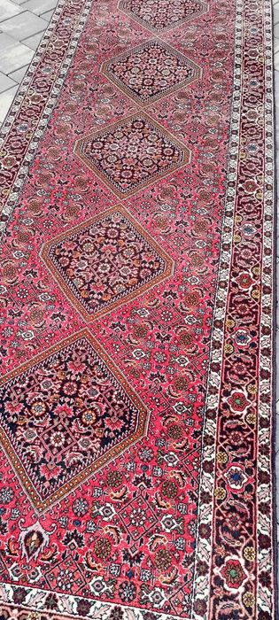 Bidjar Medallion dywan wełniany chodnik tkany ręcznie 300 x 95 cm