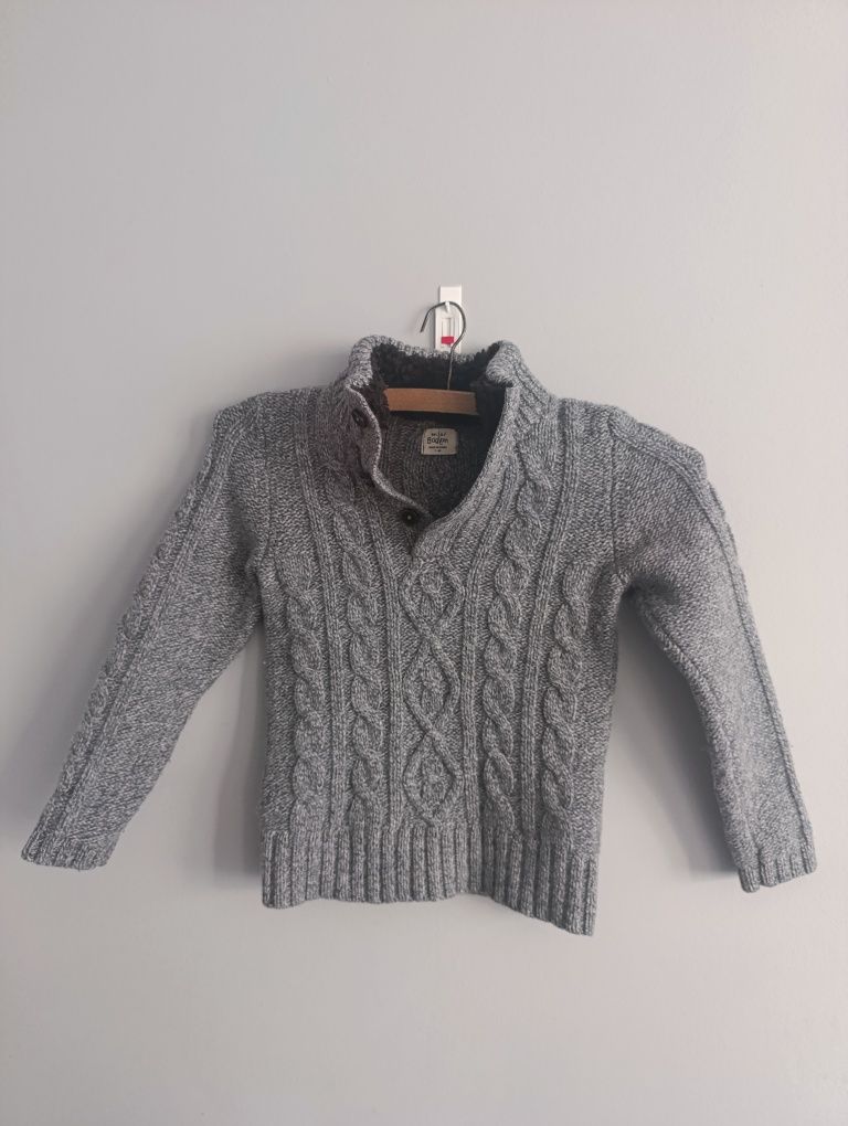 Bluza, sweterek chłopięcy, ciepły, zimowy, szary, 7-8 lat, Mini Boden