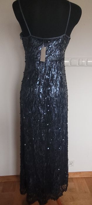 Dluga sukienka na ramiaczkach cekiny slub weseke bankiet wieczorowa  s