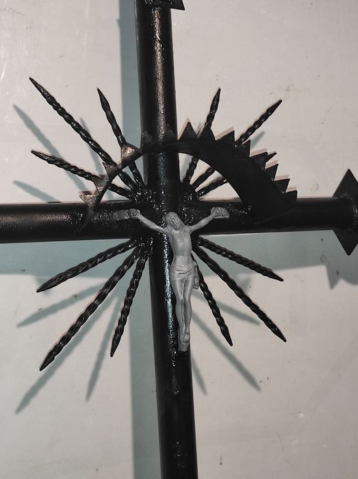 Stary Metalowy Masywny KRZYŻ (na cmentarz) - 2 m wysokości !!