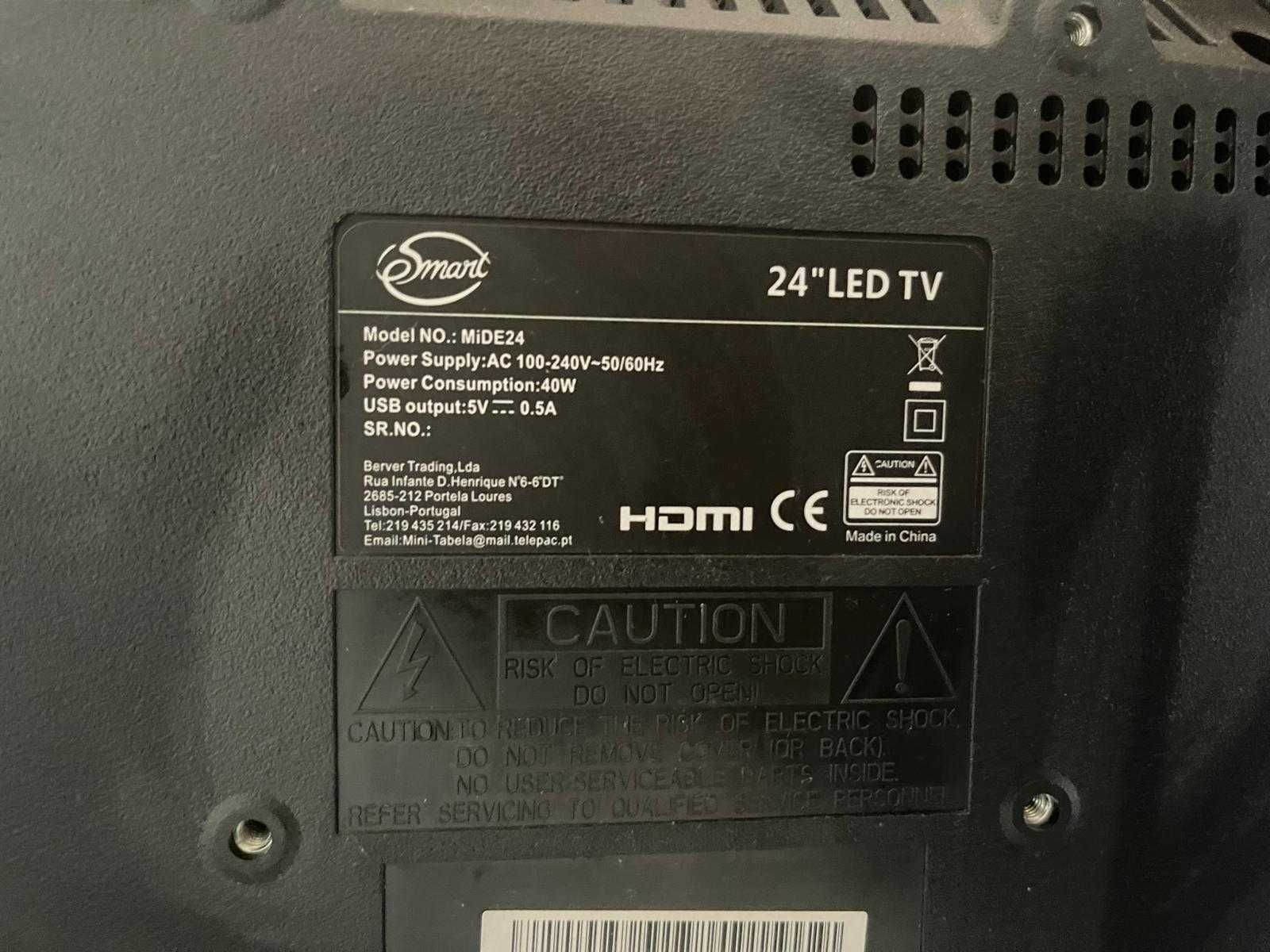 TV LED 24" eSmart MiDE24 – Como Nova + Cabo HDMI incluído