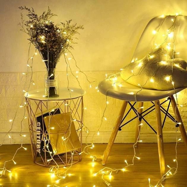 Новогодняя желтая гирлянда 45 метров, Гирлянда для дома 800 Led