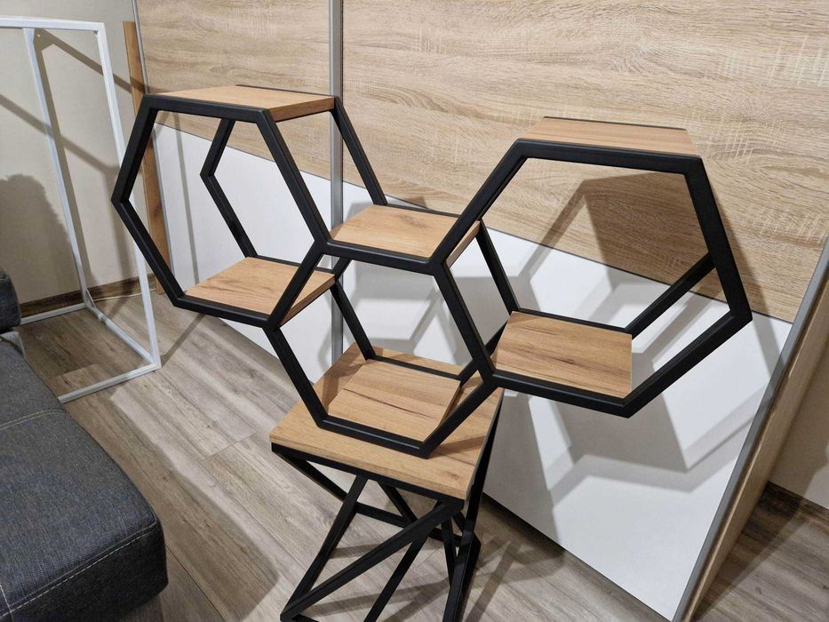 Półka plaster miodu wisząca ścienna loft industrialna
