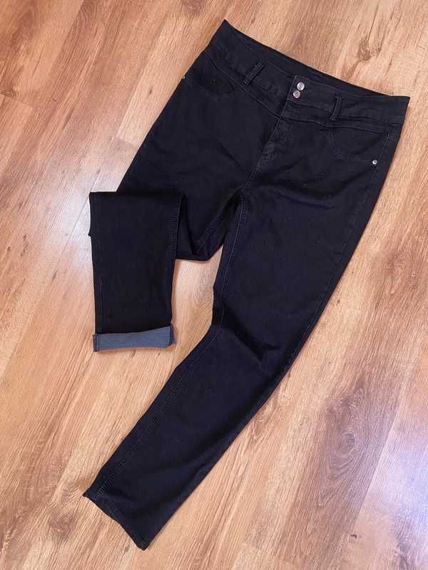 Zavanna czarne spodnie skinny jeans rurki wysoki stan +size 44 46