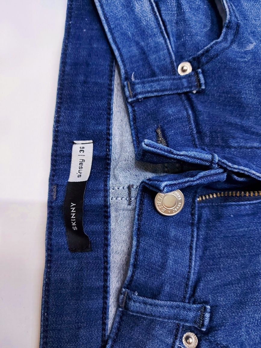 Spodnie jeans dżins granat rurki skinny Sinsay rozm. 36