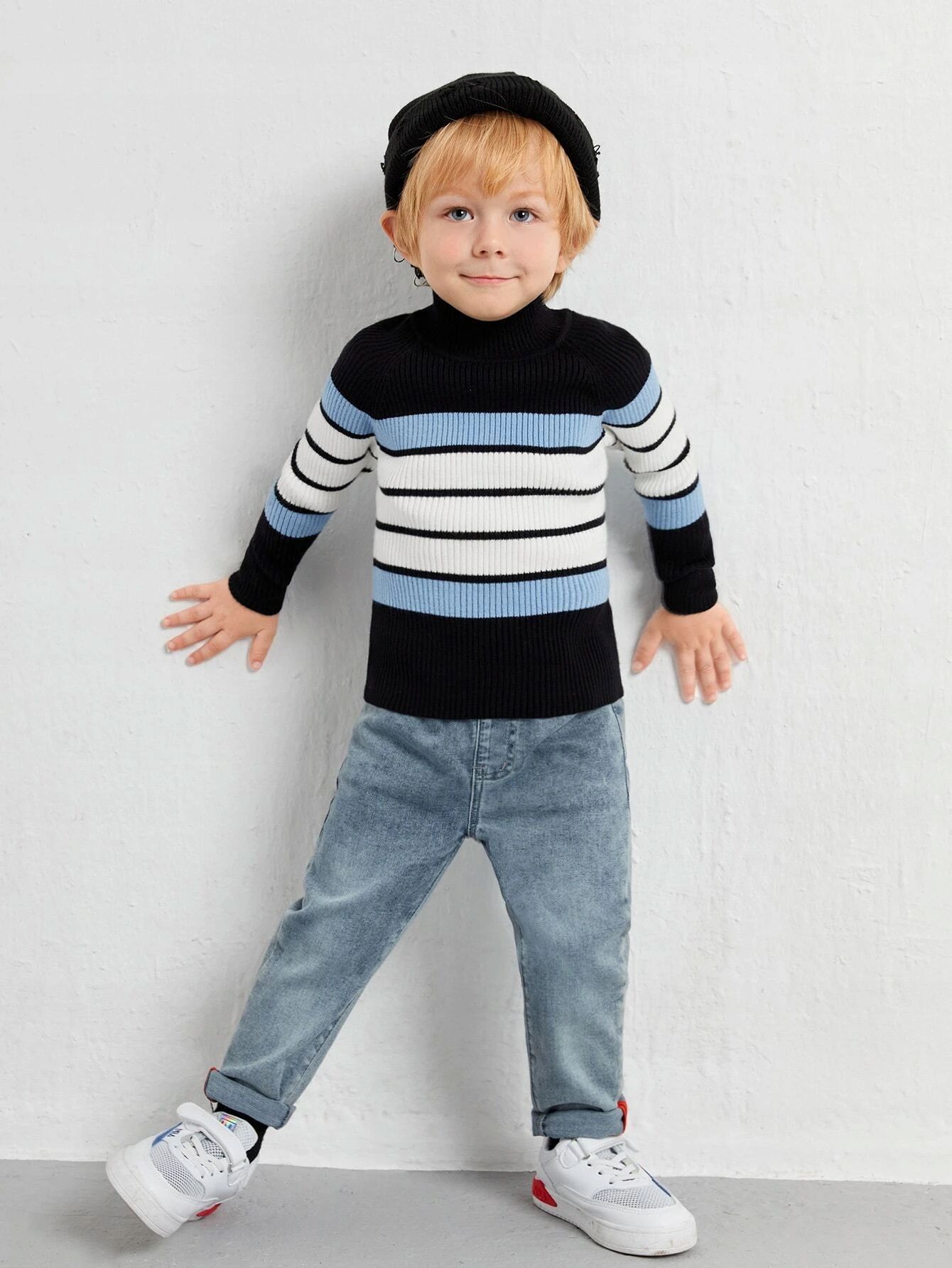 Shein Kids Sweter Chłopięcy W Paski 104 4Lata