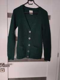 Kardigan sweter zielony zapinany S