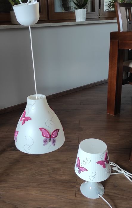 Lampa dla dziewczynki z motylami, motyle lampka nocna zestaw