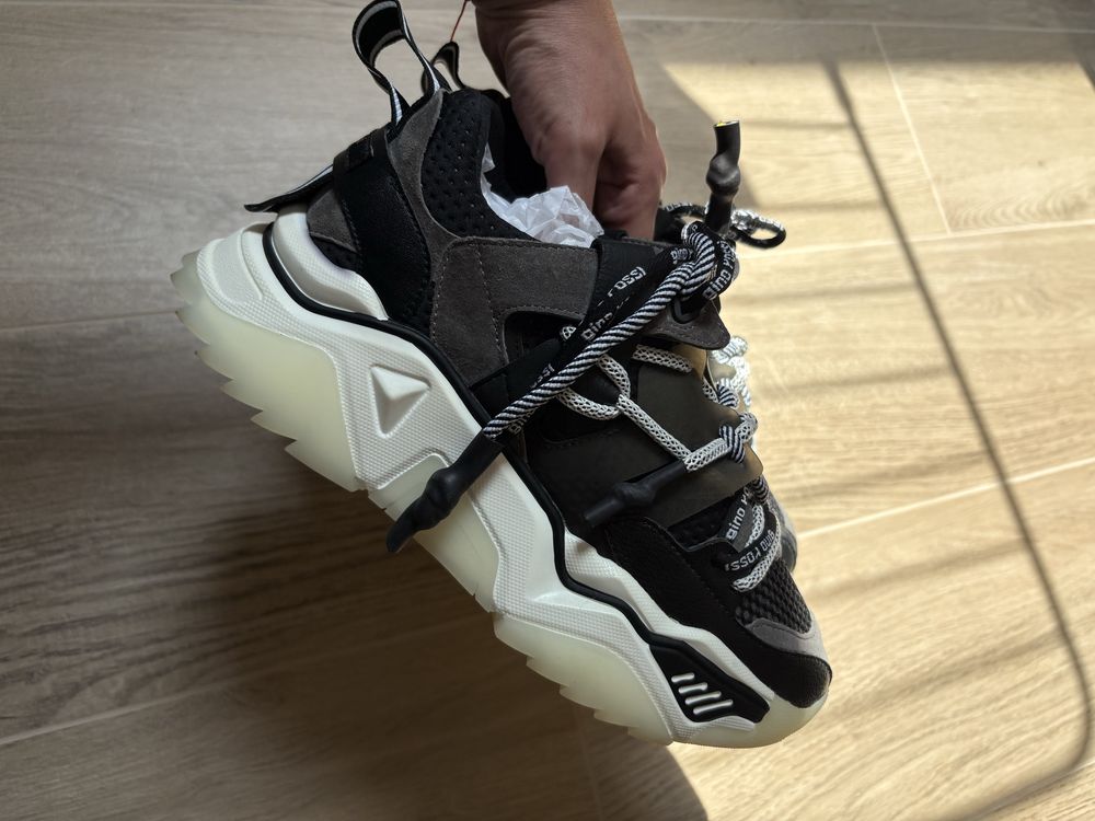Czarne sneakersy Gino Rossi Sport 37, skórzane ugly shoes