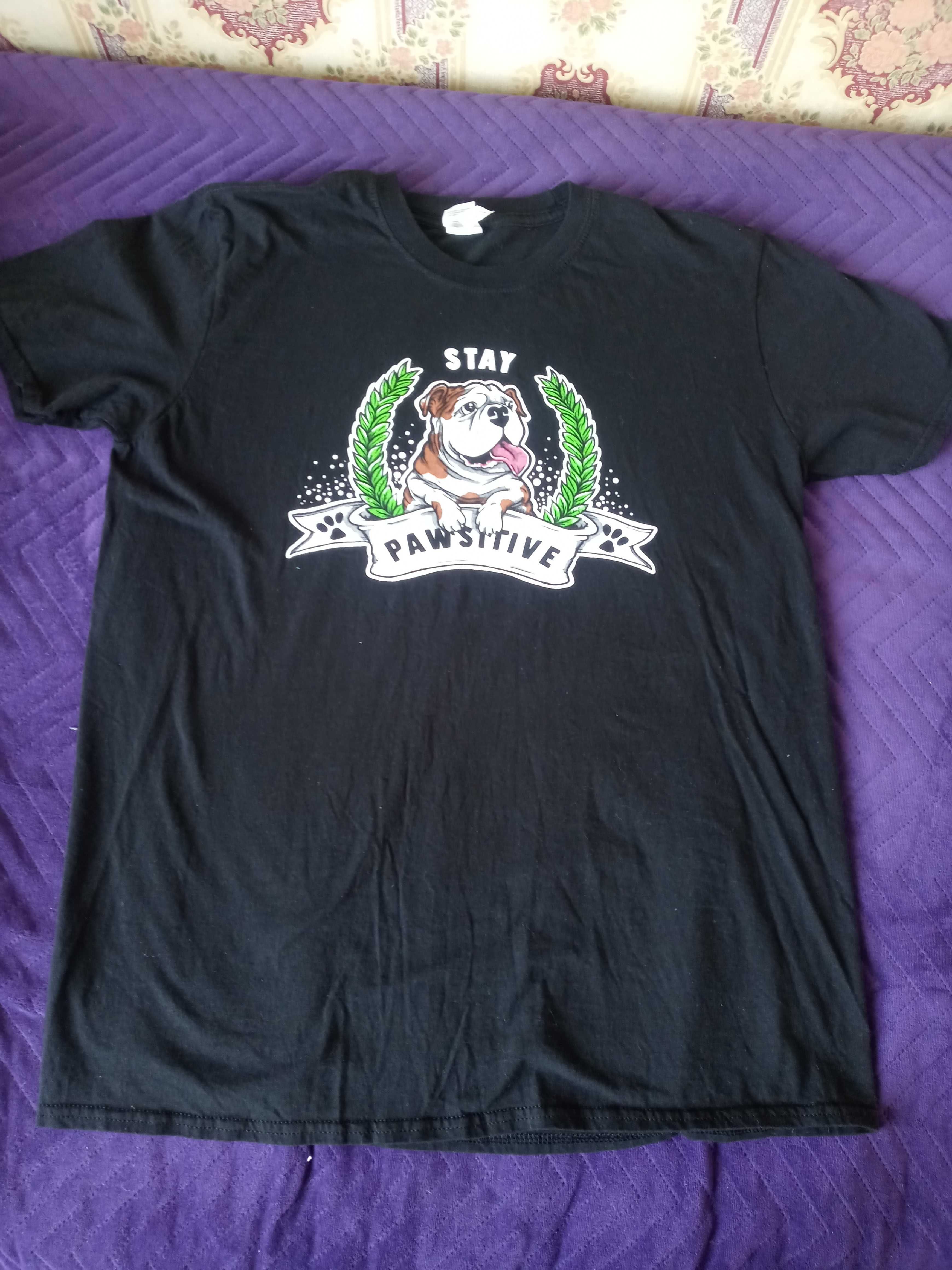 T-shirt uniseks Stay Pawsitive buldog Large