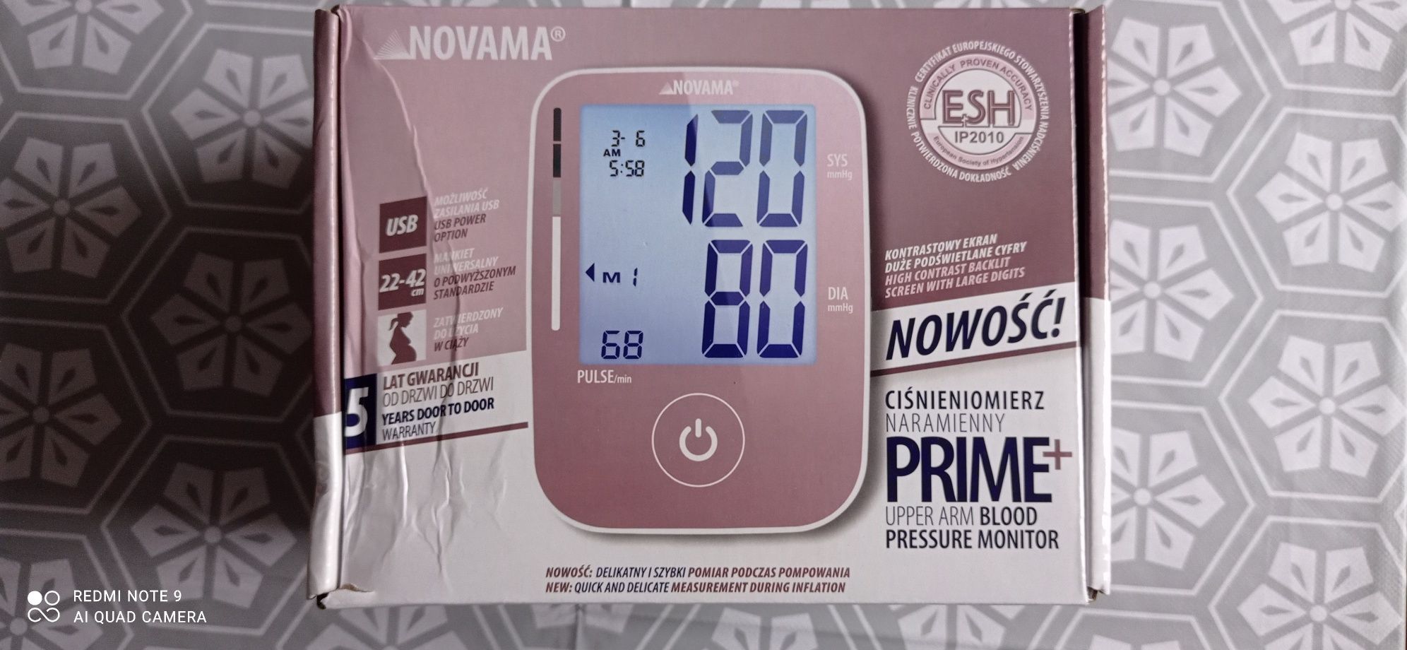 Novama Prime+ Pink Ciśnieniomierz naramienny z ESH i IHB