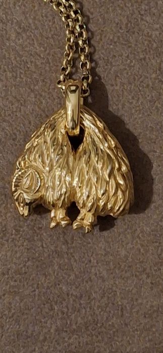 Pendente double size, com fio malha de prata . Dourado ouro 24k