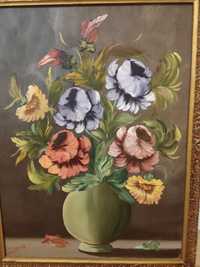 2 Quadros de Flores (uma pintura real e um quadro pequeno)