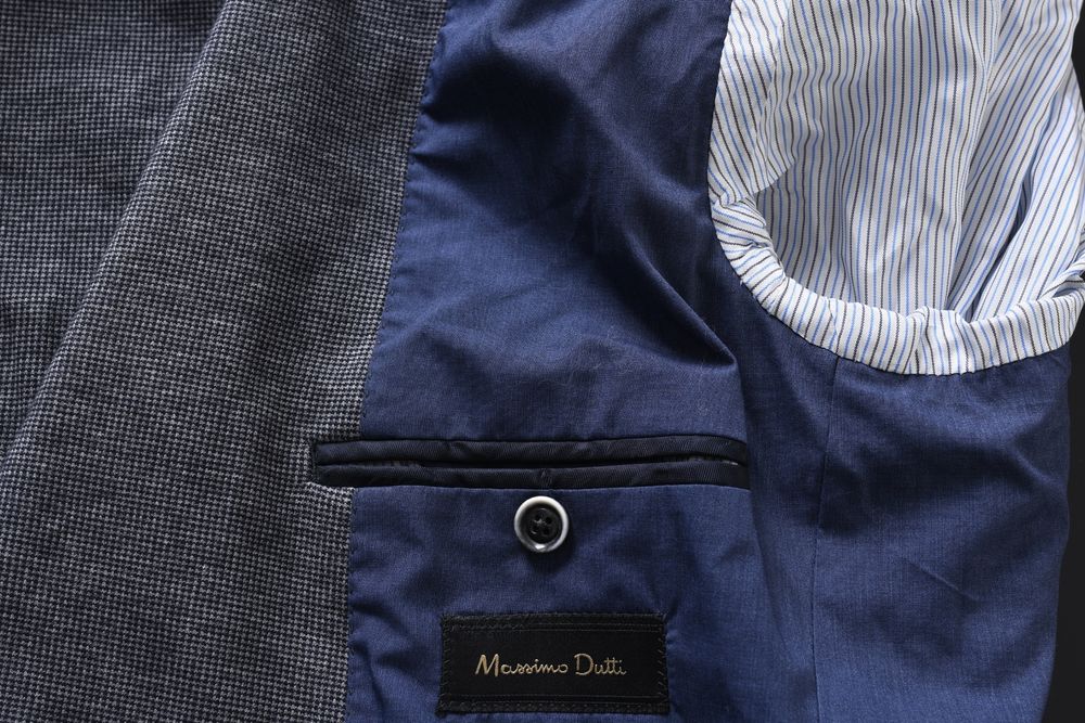 MASSIMO DUTTI melanżowy granatowy blezer męski z dżerseju marynarka 50