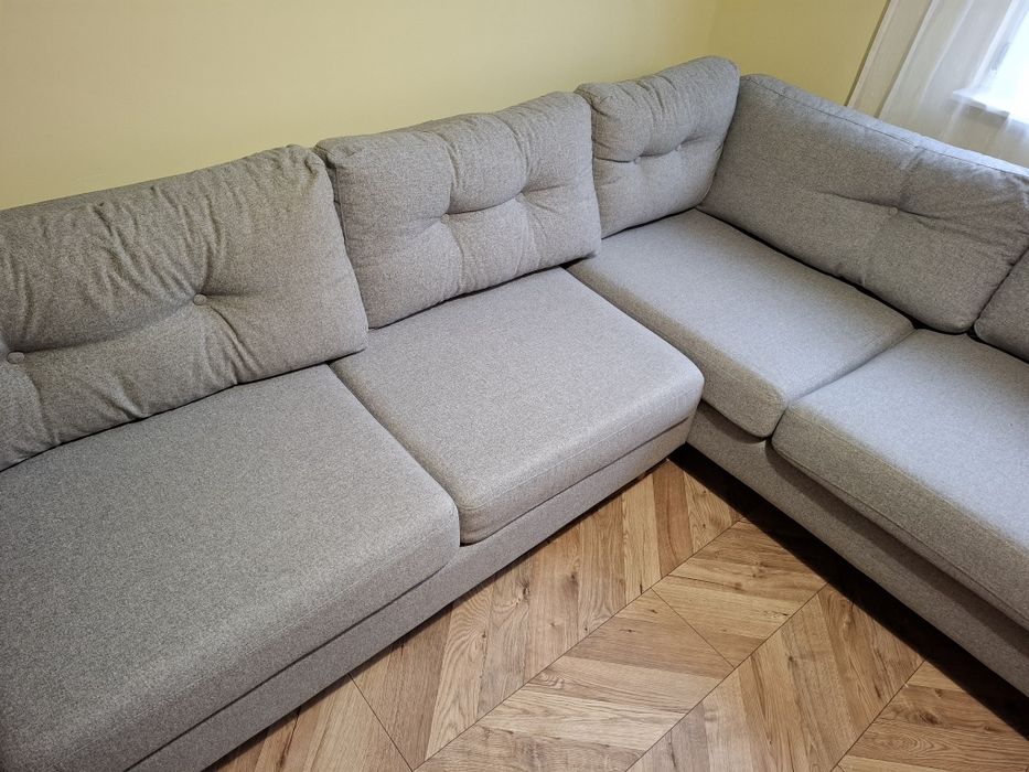 Narożnik sofa szara  haris rozkładany, funkcja spania wygodny pokrowce
