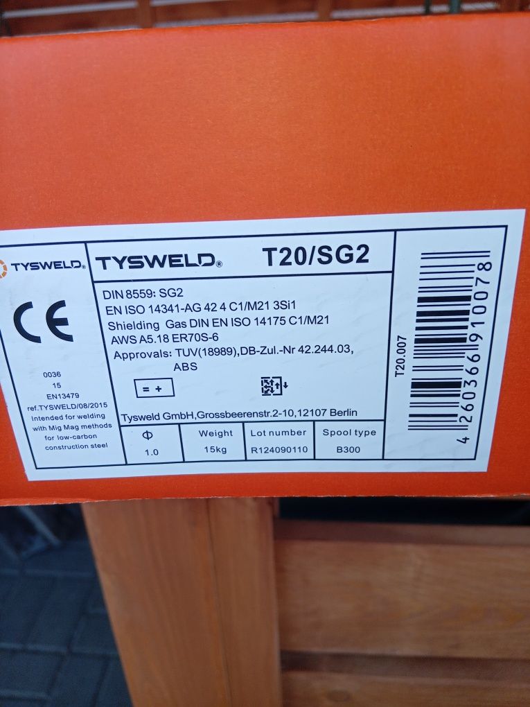 Drut spawalniczy Tysweld T20/SG2 fi 1,0 15kg