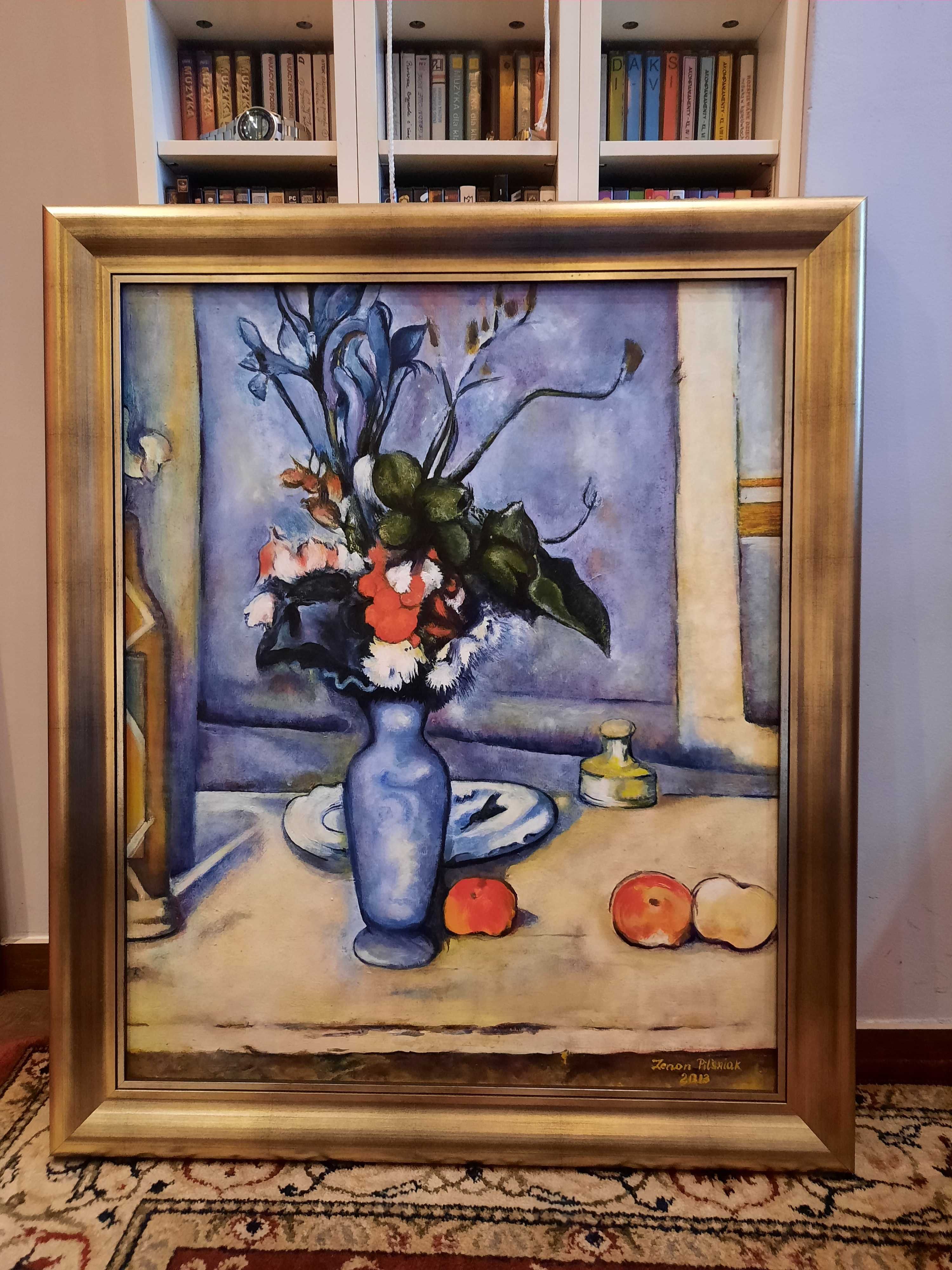 obraz olejny " Błękitny wazon" na podstawie obrazu Paula Cézanne'a