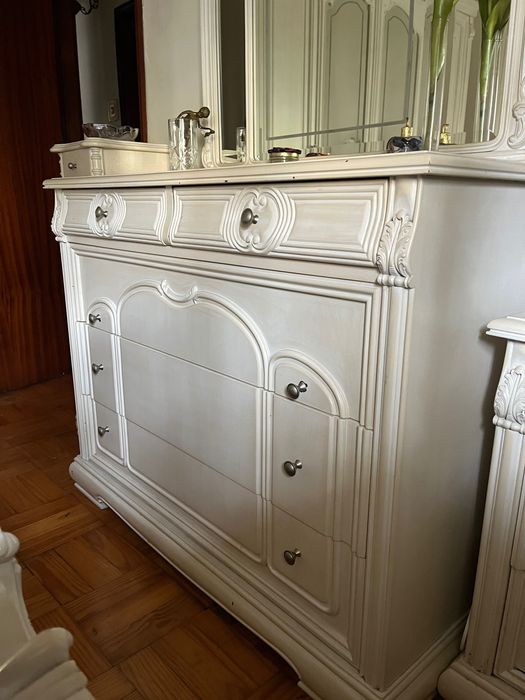 Conjunto de Móveis para Quarto - Branco, Madeira Maciça