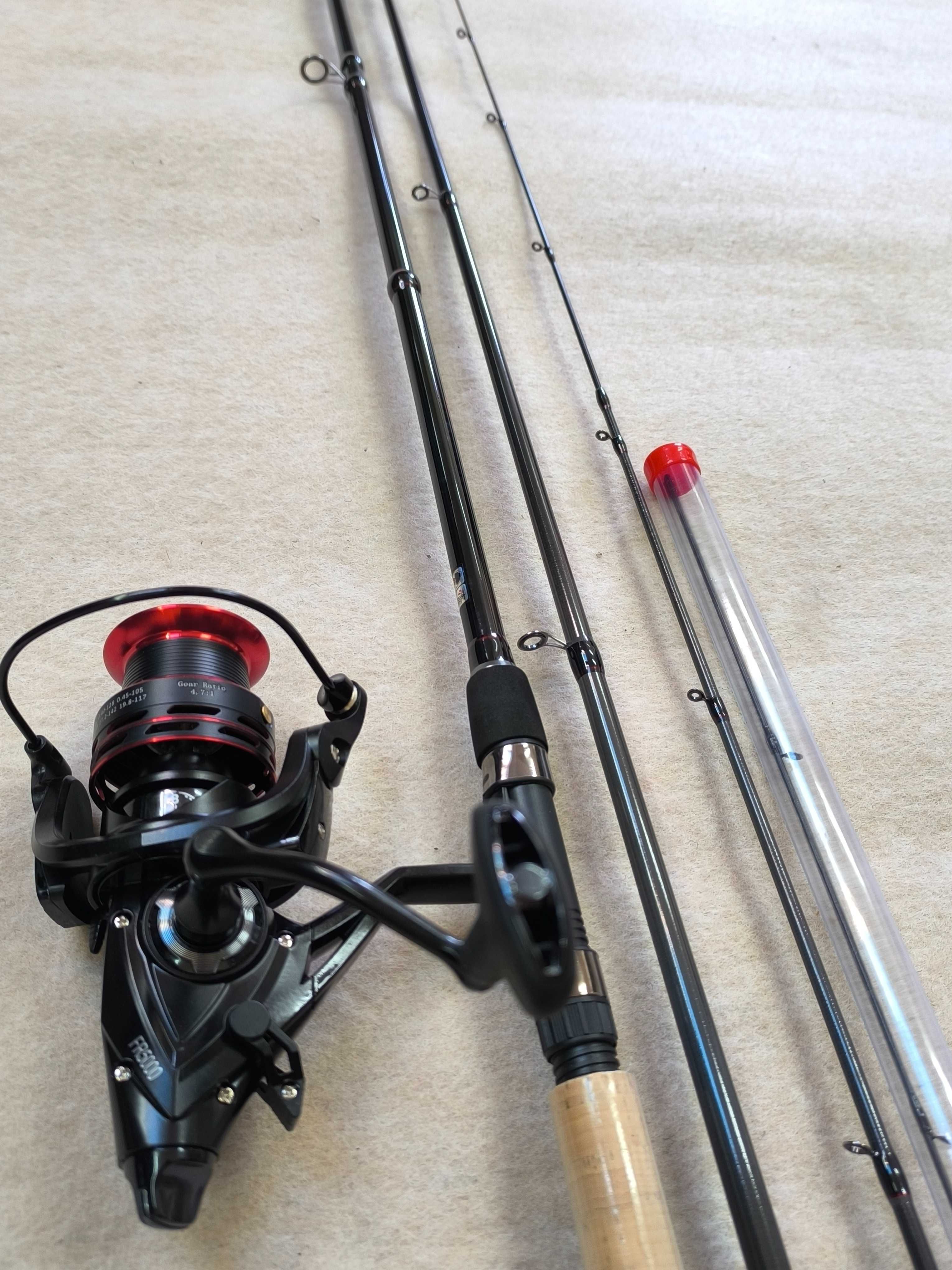 Zestaw Wędka feeder 360 master + Kołowrotek wolny bieg + żyłka 500m