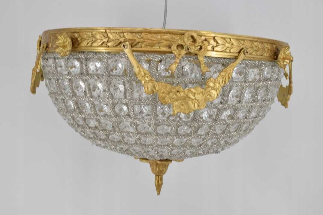 Kryształowy Plafon - Lampa Sufitowa Żyrandol - Zdobiony Mosiądzem fi38