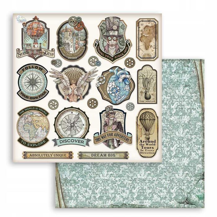 Papiery do scrapbookingu DIY Sir Vagabond, 30,5x30,5cm 10 ARKUSZY s855