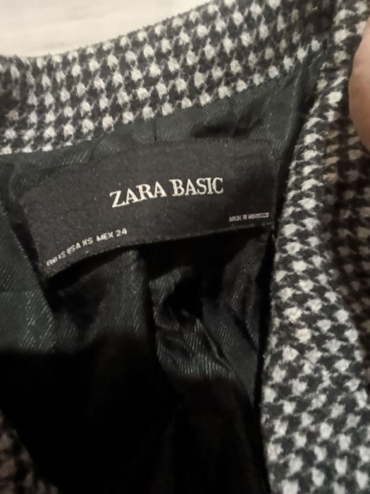 Płaszcz płaszczyk w kratę czarny XS 34 Zara