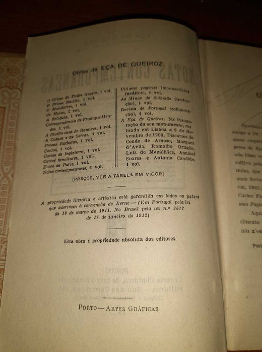 Notas contemporâneas, Eça de Queiroz Edição 1927