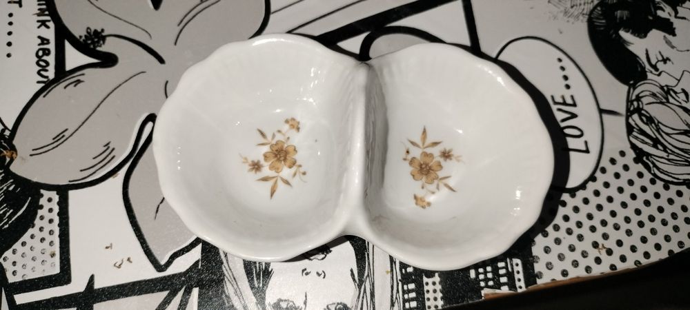 Przyprawnik dwojak, porcelana Włocławek, PRL.