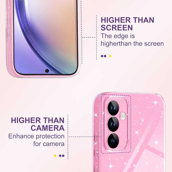 Etui plecki na Samsung Galaxy A54 brokatowe serce różowe