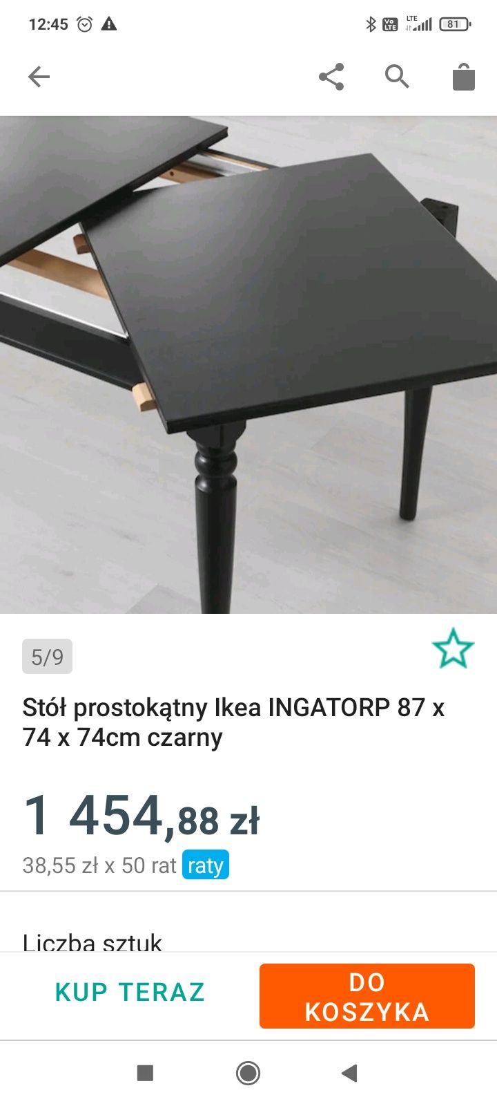 Nowy stół Ikea plus 4 krzesła